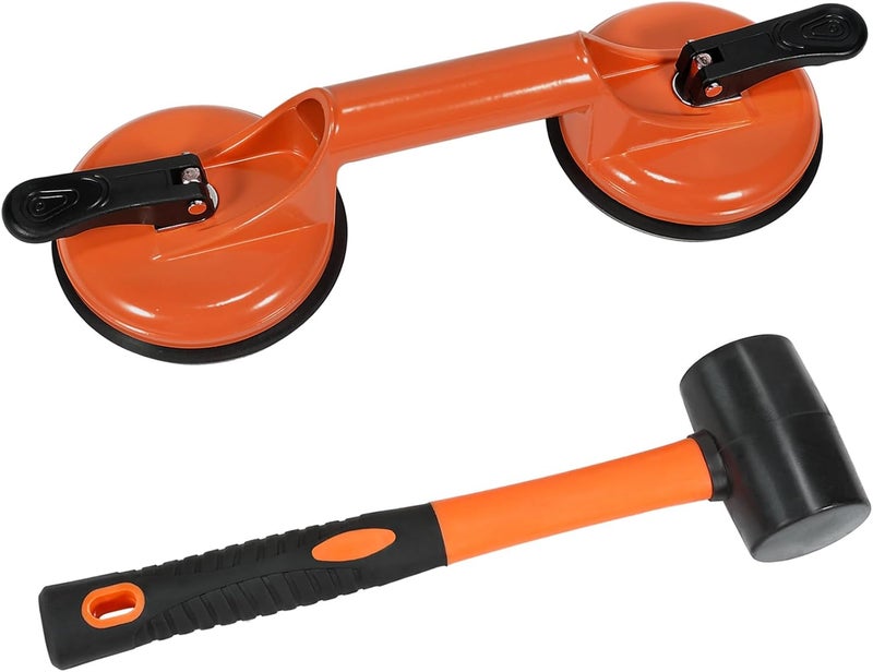 Genubi Industry Floor Gap Fixer Tool for Laminate Floor Gap Repair Plank Grabber Includes Heavy Duty Aluminum Suction Cup and Fiberglass Handle Rubber Mallet (Can't Use on Scraped Surface Floor) - Image 1